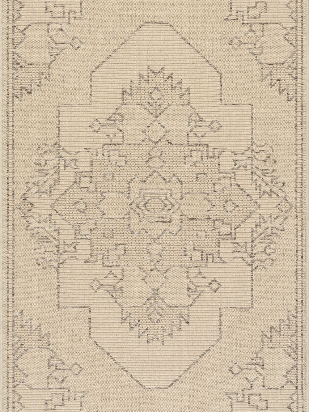 Textured Beige Medallion Area Rug